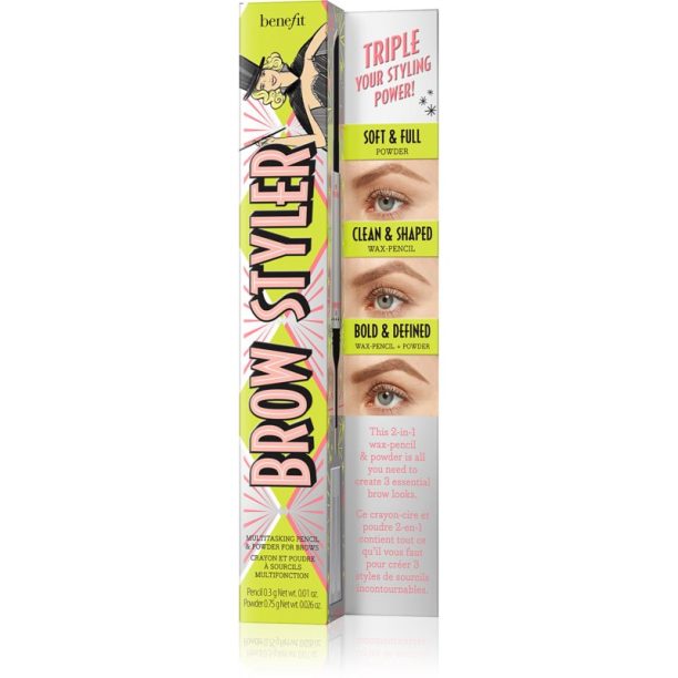 Benefit Brow Styler молив и пудра за вежди 2 в 1 цвят 2.5 Neutral Blonde 1.05 гр. купи на топ цена