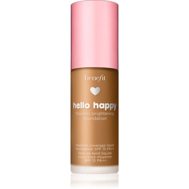 Benefit Hello Happy Flawless Brightening Foundation озаряващ течен фон дьо тен SPF 15 цвят 07 Medium-Tan Neutral 30 мл. на ниска цена