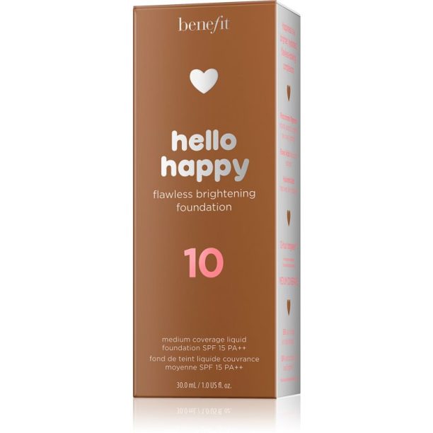 Benefit Hello Happy Flawless Brightening Foundation озаряващ течен фон дьо тен SPF 15 цвят 10 Deep Warm 30 мл. купи на топ цена