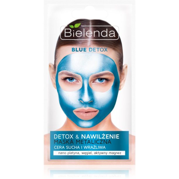 Bielenda Metallic Masks Blue Detox детоксикираща хидратираща маска за суха до чувствителна кожа 8 гр.