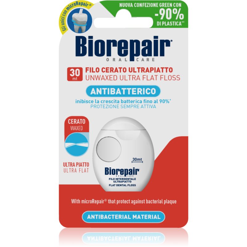 Biorepair Dental Floss Non-Waxed Ultra-Flat конец за зъби без восък за чувствителни зъби Red 30 м