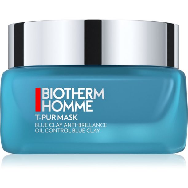 Biotherm Homme T - Pur Blue Face Clay почистваща маска за хидратиране на кожата и минимизиране на порите 50 мл.