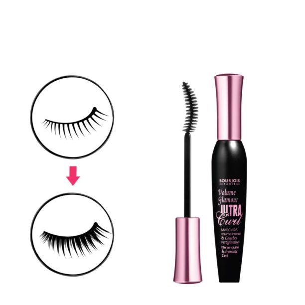 Mascara Volume Glamour Ultra-Curl Bourjois Mascara Volume Glamour Ultra-Curl спирала за удължаване и извиване на миглите цвят 01 Black curl 12 мл. - оригинален продукт