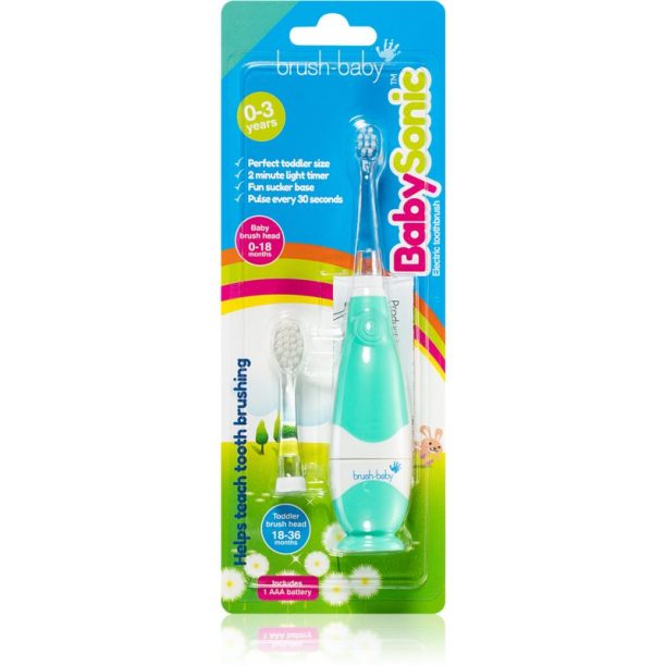 Brush Baby BabySonic електрическа четка за зъби за деца 0 – 36 месеца Teal 1 бр.