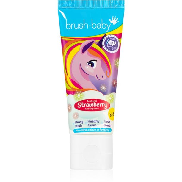 Brush Baby Natural Strawberry паста за зъби за деца с аромат на ягода над 3 г. 50 мл.