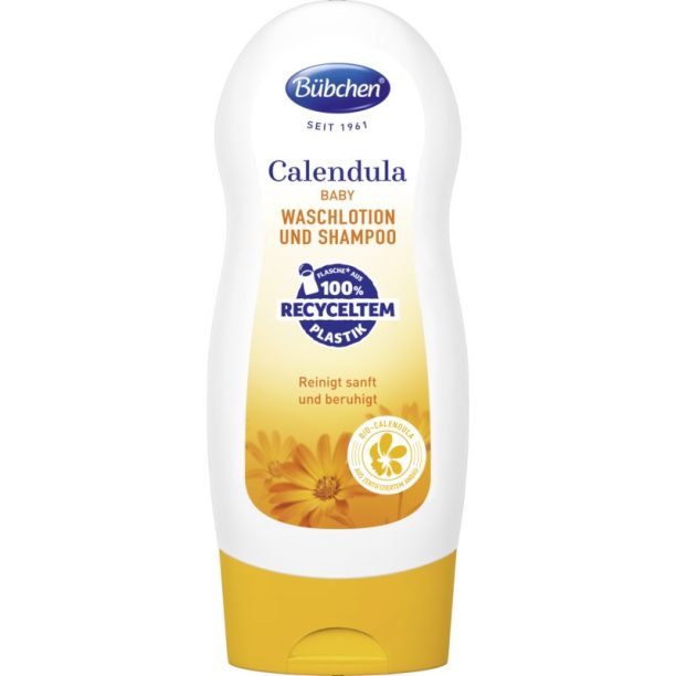 Bübchen Calendula Washing Gel & Shampoo детски миещ гел и шампоан 2 в 1 230 мл.