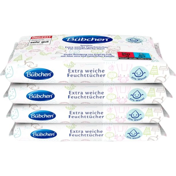 Bübchen Sensitive Wet Wipes мокри почистващи кърпички за деца 4 x 52 бр.