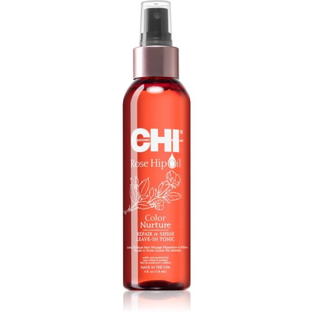 CHI Rose Hip Oil Repair and Shine Leave-in тоник за боядисана и увредена коса 118 мл.