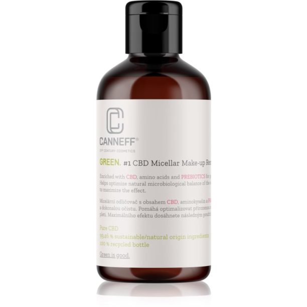 Canneff Green CBD Micellar Make-up Remover почистваща и премахваща грима мицеларна вода 200 мл.