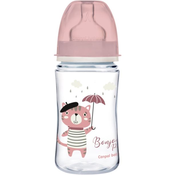 Canpol babies Bonjour Paris бебешко шише 3m+ Pink 240 мл.