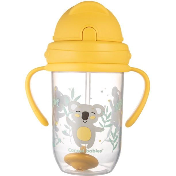 Canpol babies Exotic Animals Cup With Straw чаша със сламка Yellow 270 мл. на ниска цена