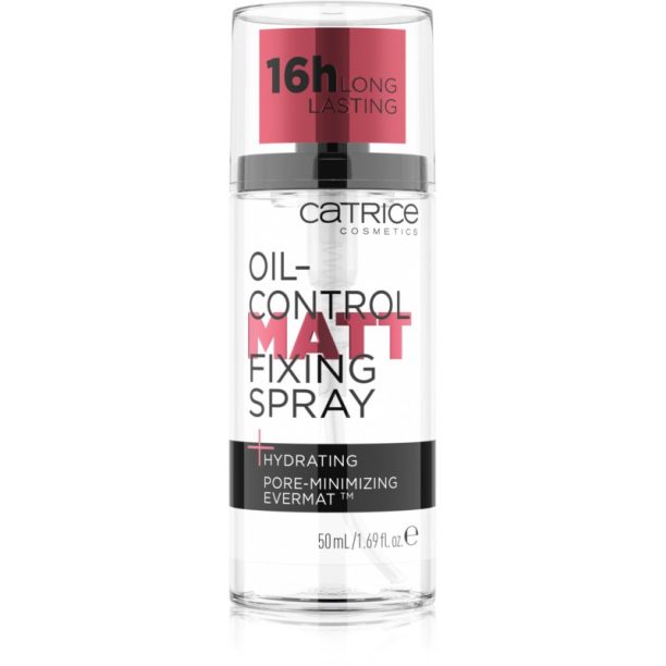 Catrice Oil-Control Matt матиращ и фиксиращ спрей върху фон дьо тен