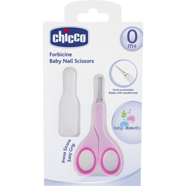 Chicco Baby Moments детска ножица със закръглен връх 0m+ Pink 1 бр.