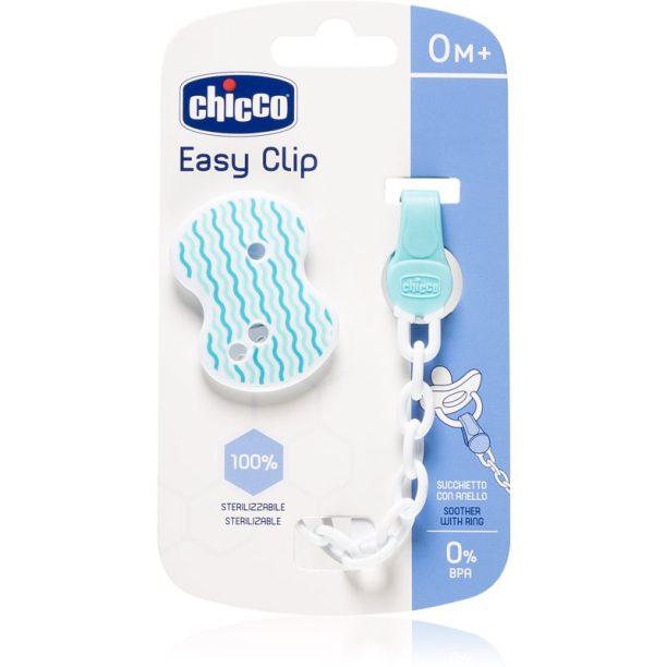 Chicco Easy Clip верижка за биберон 0m+ Blue 1 бр.