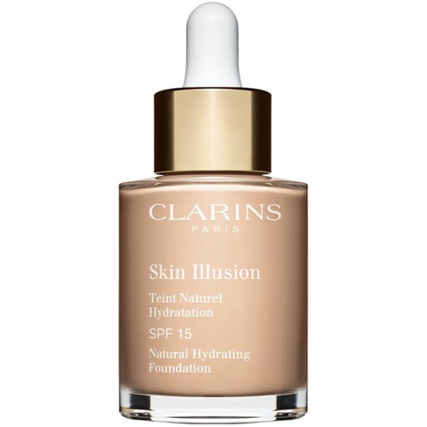 Clarins Skin Illusion Natural Hydrating Foundation озаряващ хидратиращ фон дьо тен SPF 15 цвят 102.5C Porcelain 30 мл.