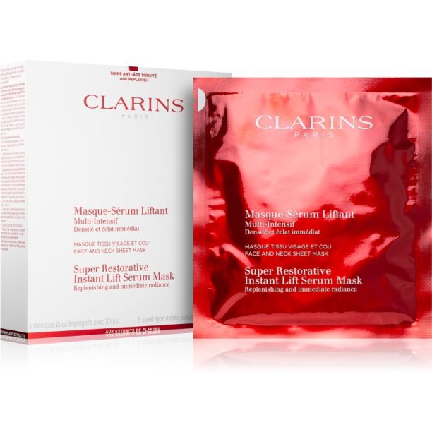 Super Restorative Instant Lift Serum Mask Clarins Super Restorative Instant Lift Serum Mask концентрирана подмладяваща маска за лице 5x30 мл.