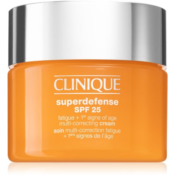 Clinique Superdefense™ SPF 25 Fatigue + 1st Signs Of Age Multi-Correcting Cream крем против първи белези на стареене за суха и смесена кожа SPF 25 30 на ниска цена