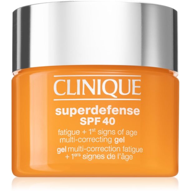 Clinique Superdefense™ SPF 40 Fatigue + 1st Signs of Age Multi Correcting Gel крем против първи белези на стареене за всички типове кожа на лицето SPF на ниска цена