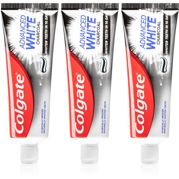 Colgate Advanced White избелваща паста за зъби с активен въглен 3x75 мл.