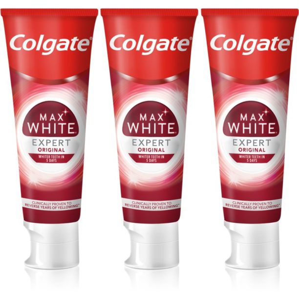 Colgate Max White Expert Original избелваща паста за зъби 3x75 мл.