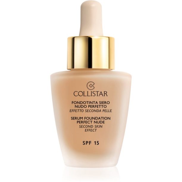 Collistar Serum Foundation Perfect Nude озаряващ фон дьо тен за естествен вид SPF 15 цвят 3 Nude 30 мл.