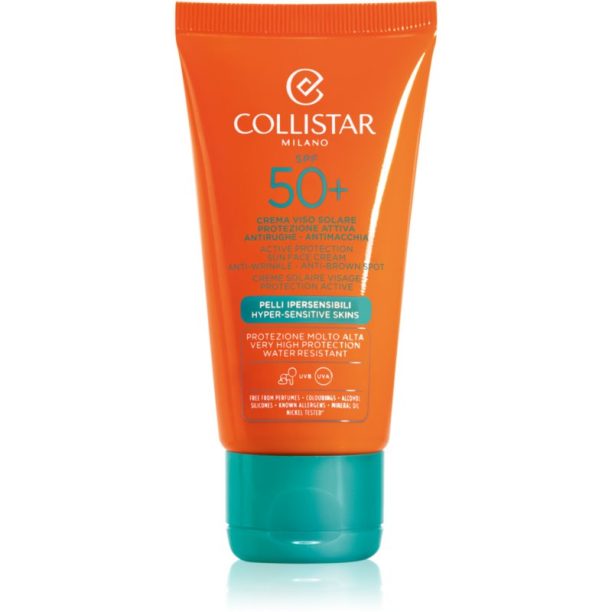 Collistar Special Perfect Tan Active Protection Sun Face Cream крем за загар против бръчки SPF 50+ 50 мл.