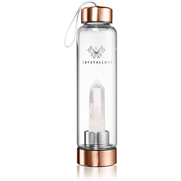 Crystallove Clear Quartz Bottle Rose Gold бутилка за вода 550 мл.