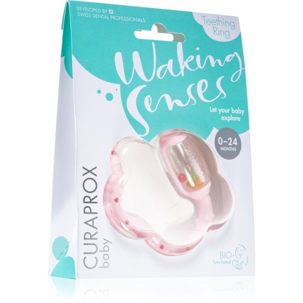 Curaprox Baby Waking Senses Чесалка за зъби с четка за масаж и дрънкалка 1 бр.