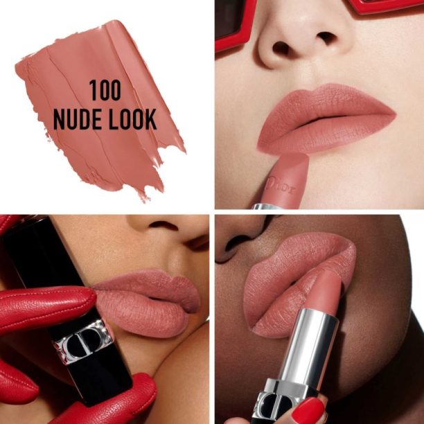 DIOR Rouge Dior The Refill дълготрайно червило пълнител цвят 100 Nude Look Matte 3