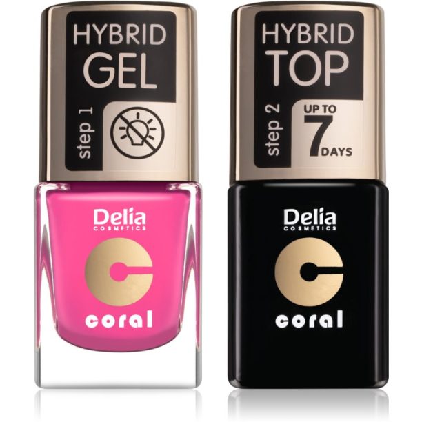 Delia Cosmetics Coral Nail Enamel Hybrid Gel комплект odstín 22 за жени