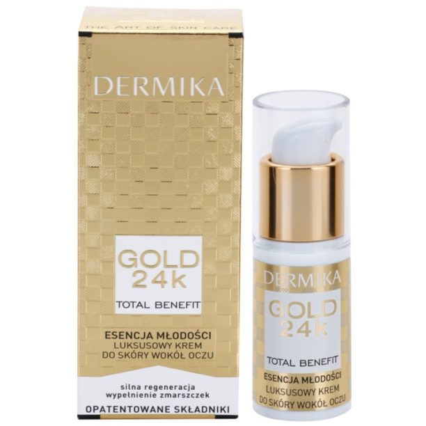 Dermika Gold 24k Total Benefit луксозен подмладяващ крем за околоочната област 15 мл. купи на топ цена