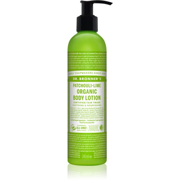 Dr. Bronner’s Patchouli & Lime интензивно регенериращо мляко за тяло 240 мл.