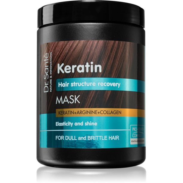 Dr. Santé Keratin дълбоко регенерираща и подхранваща маска за крехка коса без блясък 1000 мл.