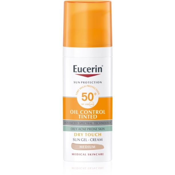 Eucerin Sun Oil Control Tinted гел крем за слънце SPF 50+ цвят Medium 50 мл.