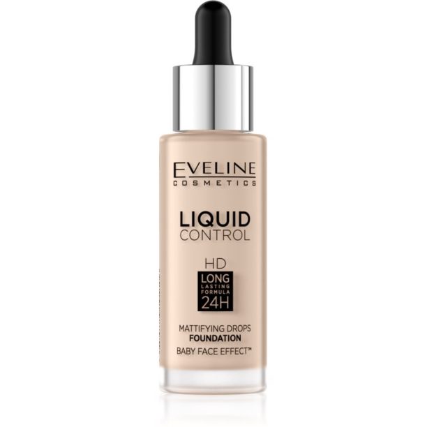 Eveline Cosmetics Liquid Control течен фон дьо тен с пипета цвят 010 Light Beige 32 мл. на ниска цена