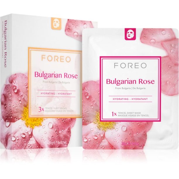 FOREO Farm to Face Sheet Mask Bulgarian Rose хидратираща платнена маска 3x20 мл.