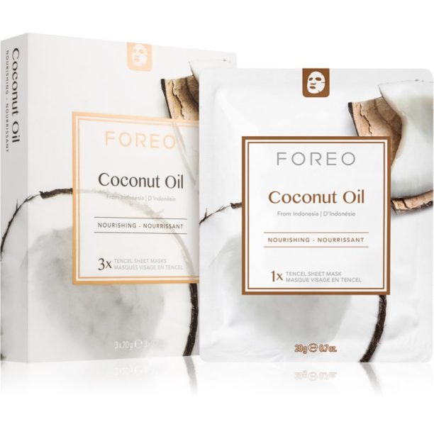 FOREO Farm to Face Sheet Mask Coconut Oil подхранваща платнена маска 3x20 мл.