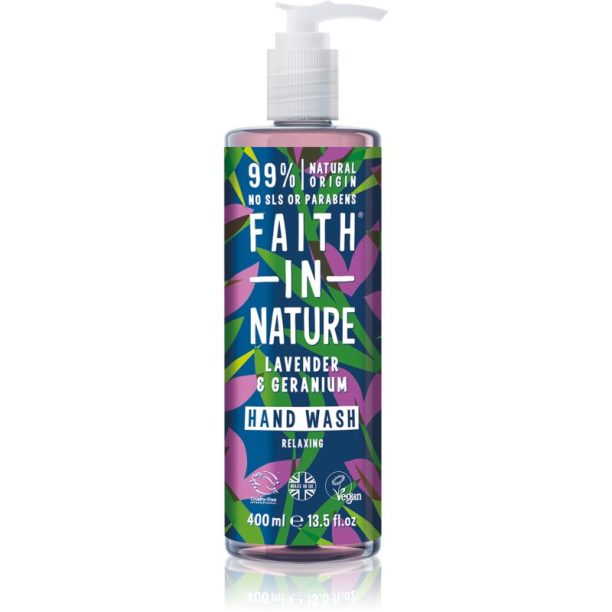 Faith In Nature Lavender & Geranium натурален течен сапун за ръце с екстракт от лавандула 400 мл.