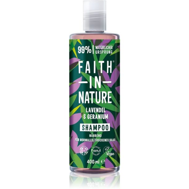 Faith In Nature Lavender & Geranium натурален шампоан за нормална към суха коса 400 мл.