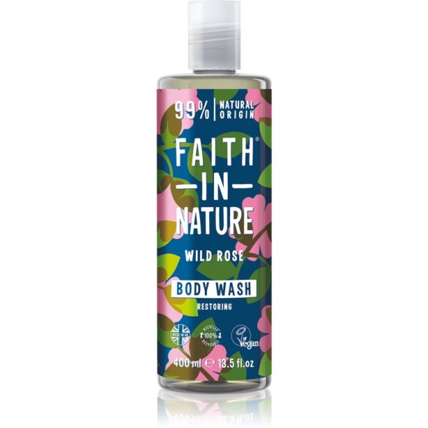 Faith In Nature Wild Rose натурален душ-гел възстановяващ кожната бариера 400 мл.