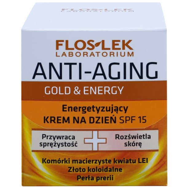 FlosLek Laboratorium Anti-Aging Gold & Energy енергизиращ дневен крем SPF 15 50 мл. купи на топ цена