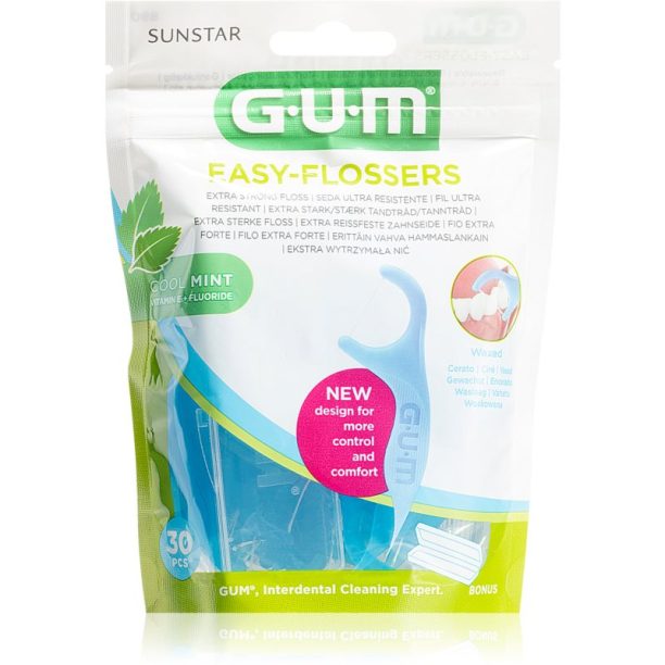 G.U.M Easy Floessers разтягащ се много нежен конец за зъби с флуор и ментол 30 бр.