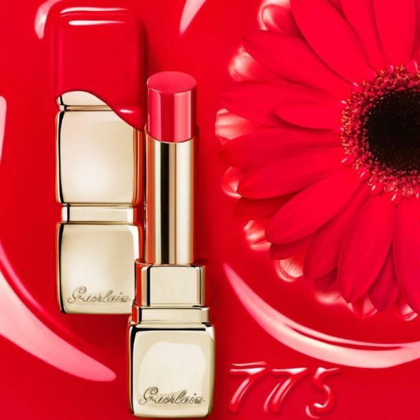 GUERLAIN KissKiss Shine Bloom бляскаво червило цвят 775 Poppy Kiss 3