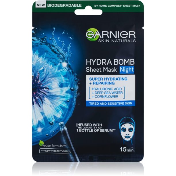 Garnier Skin Naturals Hydra Bomb подхранваща платнена маска за нощ 28 гр. на ниска цена