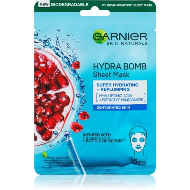 Garnier Skin Naturals Moisture+Aqua Bomb хидратираща платнена маска с хиалуронова киселина 1 бр.