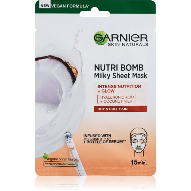 Garnier Skin Naturals Nutri Bomb подхранваща платнена маска за озаряване на лицето 28 гр.