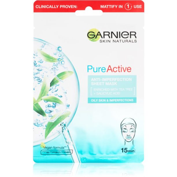 Garnier Skin Naturals Pure Active платнена маска с почистващ ефект 28 гр. на ниска цена