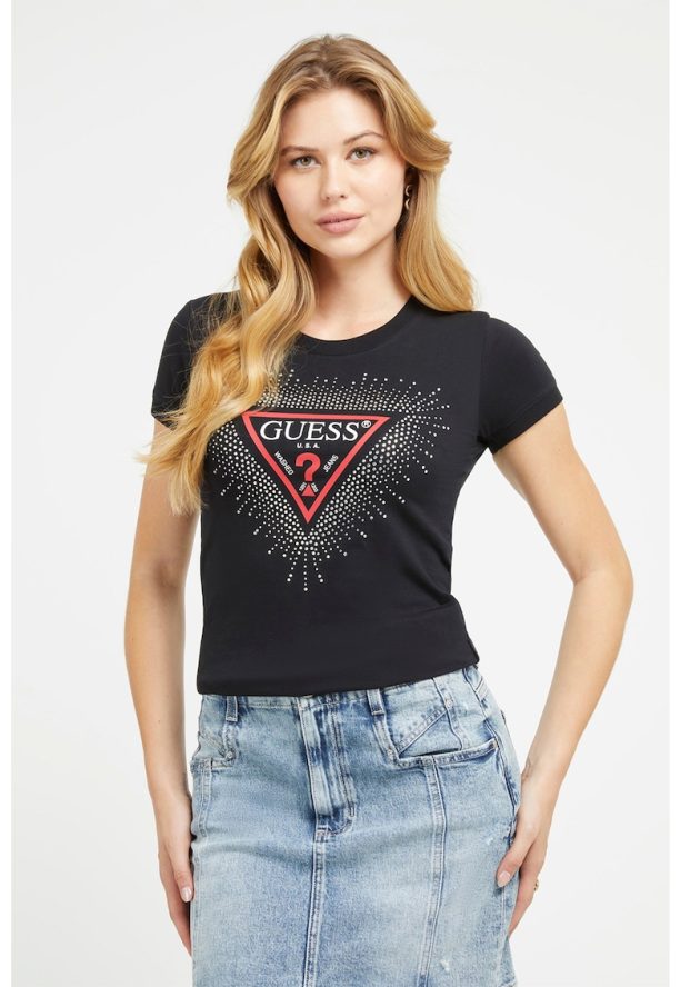 Guess - Вталена тениска с декоративни камъни GUESS JEANS