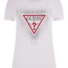 Вталена тениска с декоративни камъни GUESS JEANS