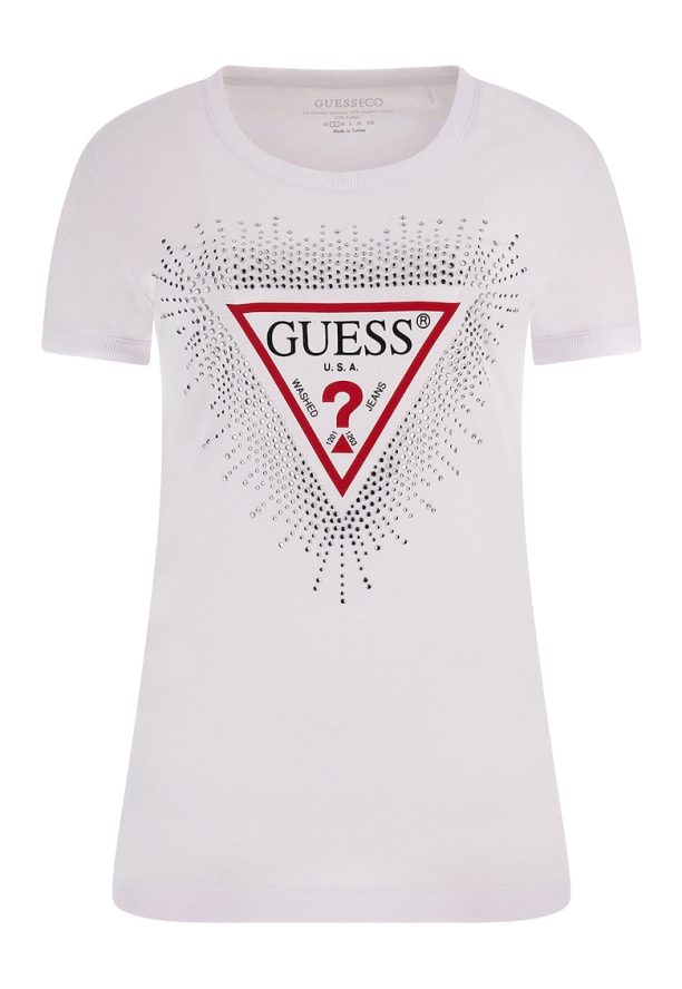 Вталена тениска с декоративни камъни GUESS JEANS